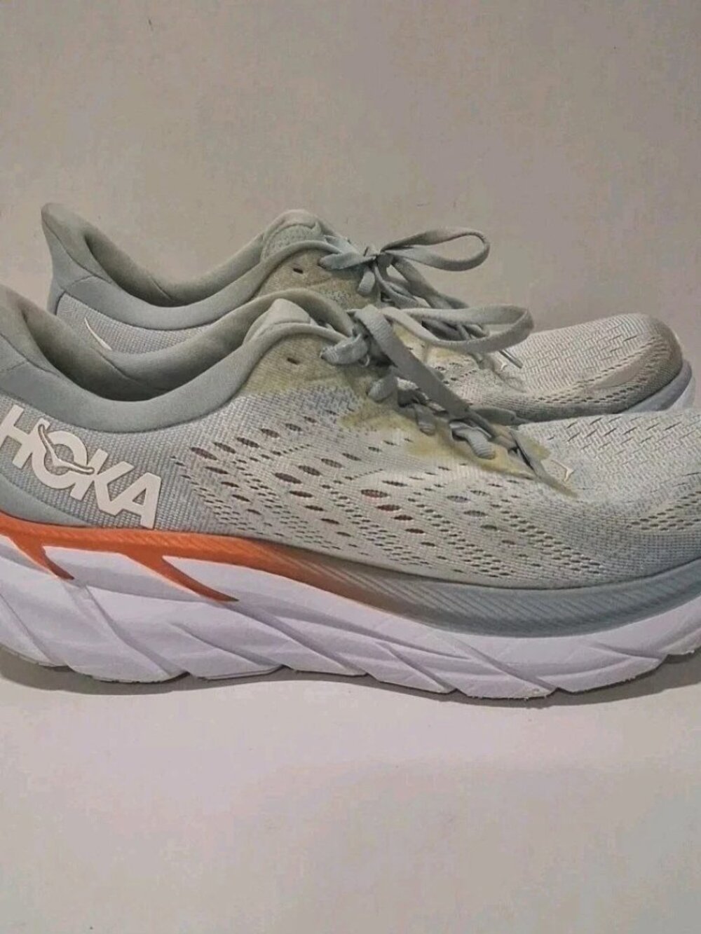 Hoka One One Clifton 8 Women's Running Shoes Blue Orange White Size 10B
